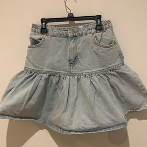 Mini washed out blue jeans skirt